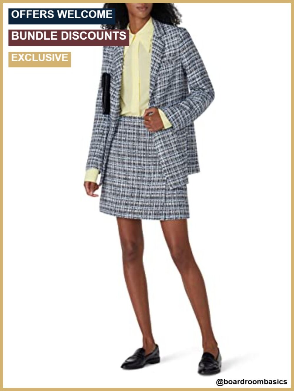Classic Tailored Tweed Blazer Long Sleeve Notch Collar